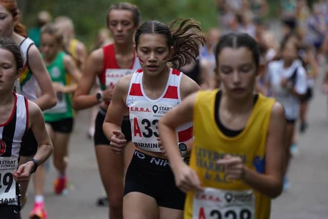 Elsie Bennett setting in well with the Harriers and top individual placing on the day (20th fastest in her age-group)