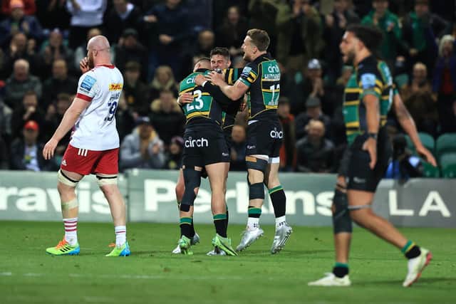 Saints celebrated a memorable win at the Gardens on Friday night