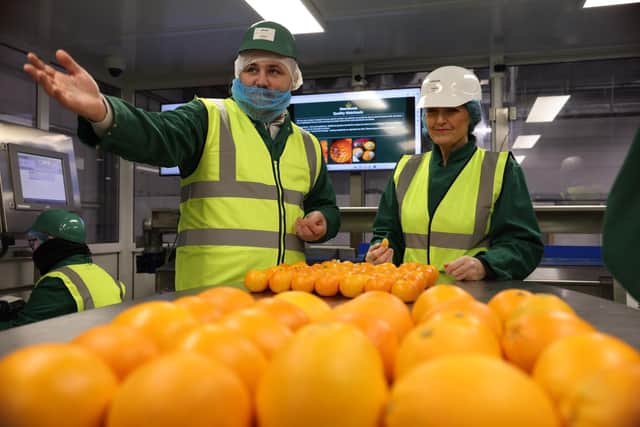 Government Minister for Employment, Jo Churchill (right), visited Morrisons' Thrapston manufacturing centre on December 7