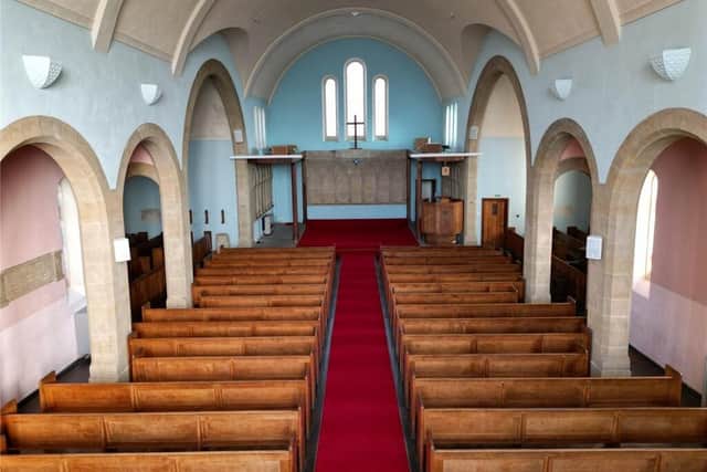 The interior of the church is of a simple Presbyterian style. Image: Rightmove