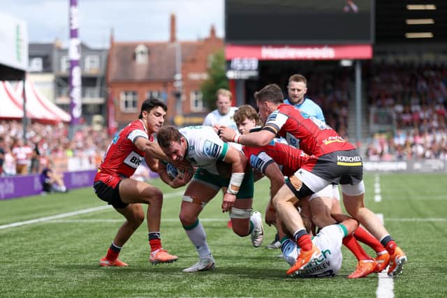 Fyn Brown in action against Gloucester (photo by Dan Istitene/Getty Images)