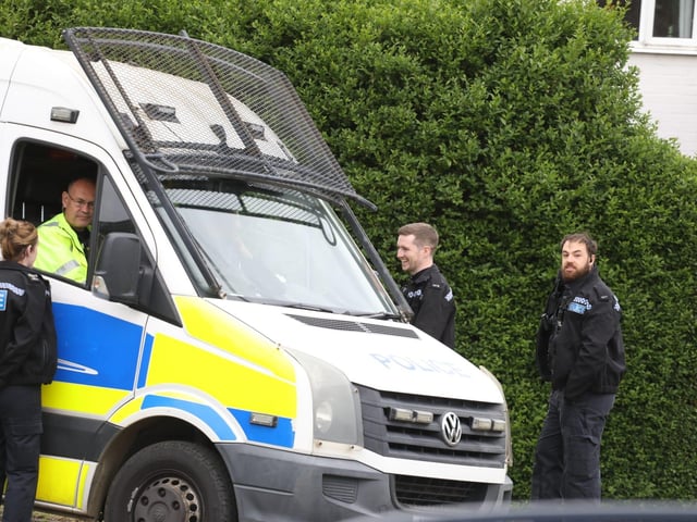 Officers in Corby this afternoon