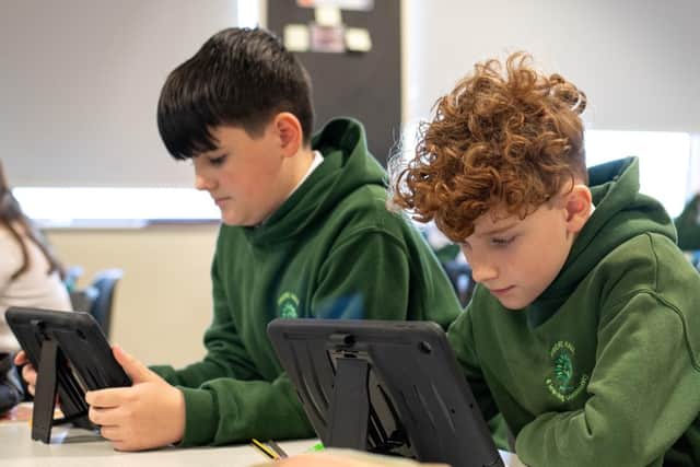 Priors Hall pupils with the new iPads