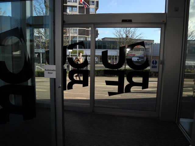 Inside Corby Cube where the Core Theatre and Corby Library are based (February 2018)