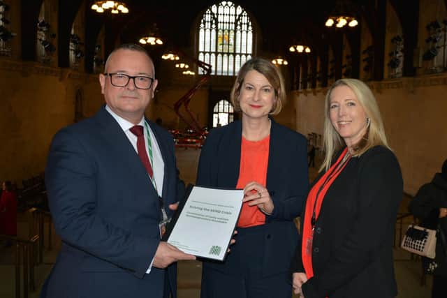Lee Barron MP with Chair of Education Select Committee Helen Hayes MP and Kay Sammon, Chair of Chair of the UpsnDowns charity.
