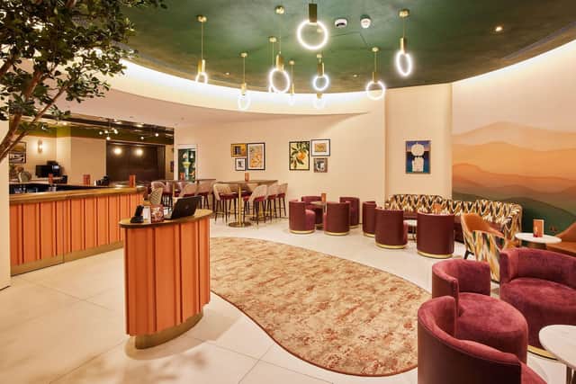 Jones AD's design for Lírica, a vibrant contemporary Spanish restaurant in London's iconic Cumberland Hotel.