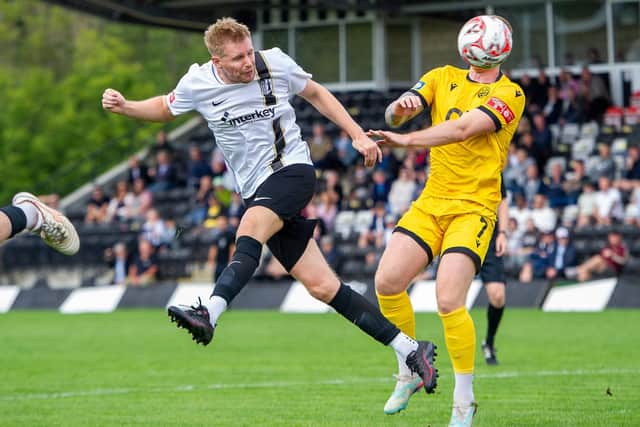 Action from the 3-3 draw between Corby Town and AFC Rushden & Diamonds on Monday (Picture; Jim Darrah)