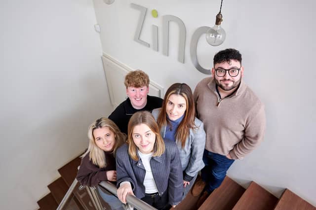 Jack (back left) with team members from Zinc Digital