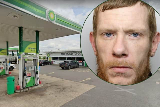 Aiden Sutton, 32, has been jailed for shoplifting from the BP garages on the A14. Image: NW