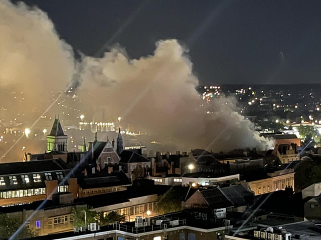 Huge fire breaks out in Bridge Street overnight as NINE fire crews continue to tackle the blaze in busy Northampton street