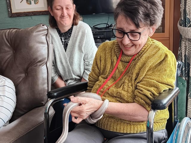 Joy was evident from all who attended with this animal therapy session