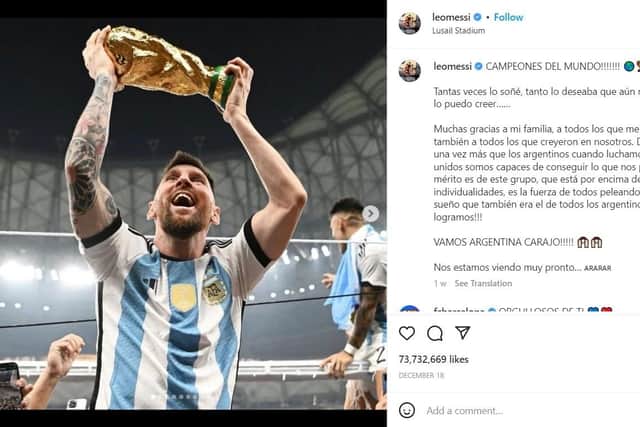 Shaun's iconic picture was used as part of Lionel Messi's World Cup winning Instagram post