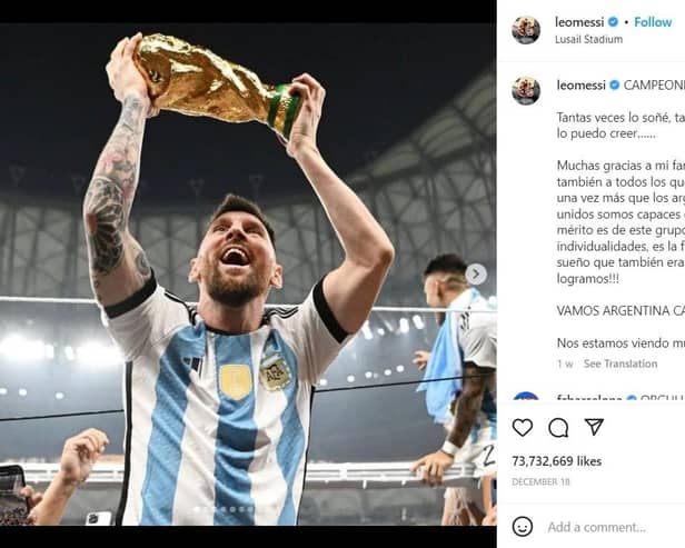Shaun's iconic picture was used as part of Lionel Messi's World Cup winning Instagram post