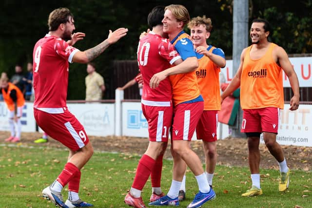 Wellingborough Town set up their huge clash with Kettering thanks to a 2-0 preliminary round win at Lincoln United (Picture: Rob Webb)