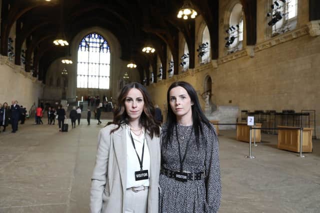 Lauren and Claire Holmes in Westminster Hall ahead of their meeting with Damian Hinds MP.