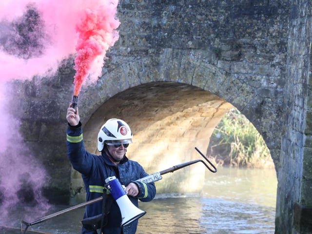 Geddington Volunteer Fire Brigade vs Northants Fire and Rescue firefighters at the annual Geddington Squirt