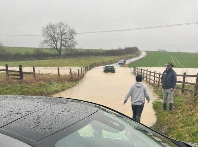 Flooding in Foxhill Road between Long Bucbky and West Haddon. Photo: Helen Louise Brown.