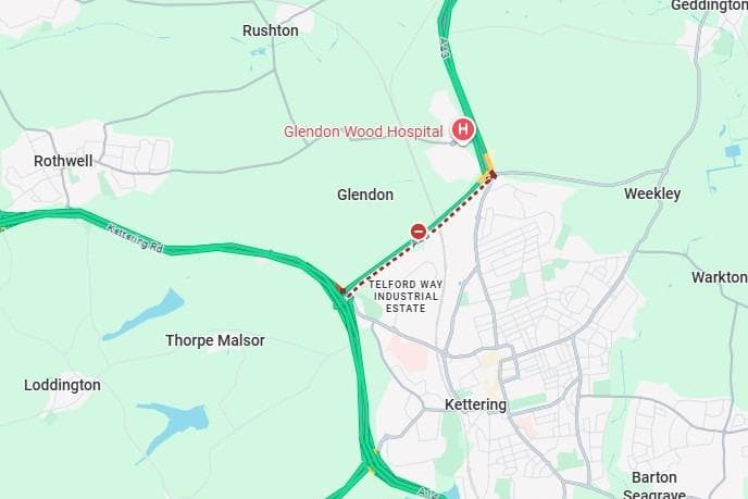 A43 Lane closure on A43 near Kettering due to road repairs in the area
