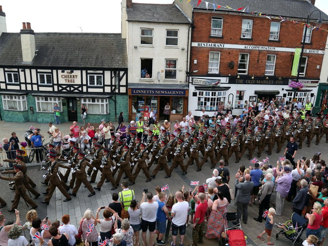 2nd Battalion Royal Anglians marching through Kettering town centre July 2014