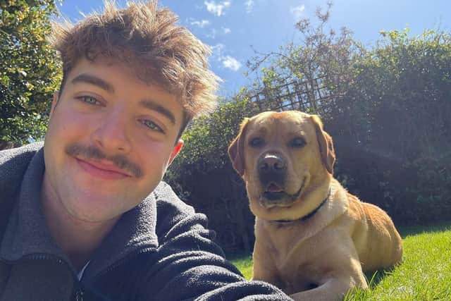 Josh with Guide Dog Dad Dennis.