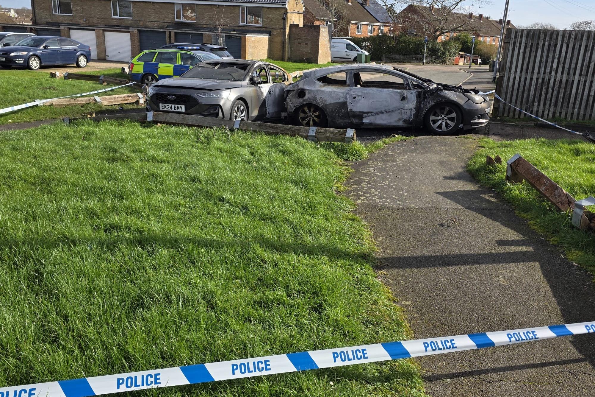 Arson investigation after cars set alight in Corby causing 'inferno'