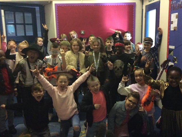Ringstead Church of England Primary School launches Times Tables Rock Stars with funky fancy dress