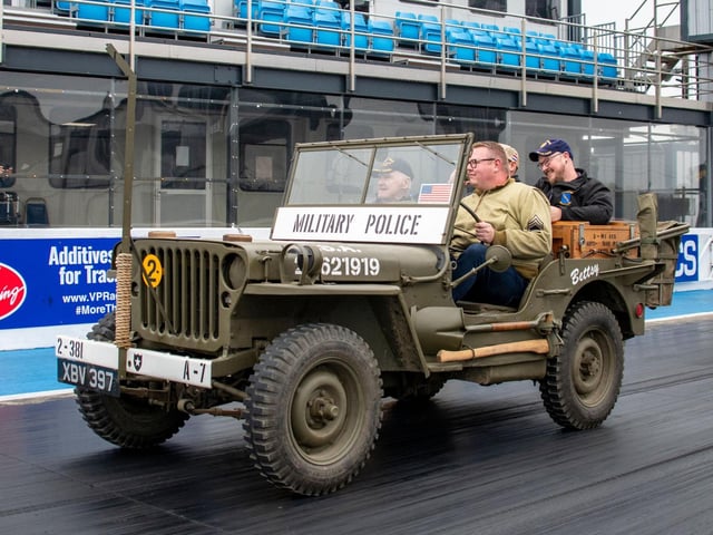 Lester Schrenk enjoying a passenger ride at Santa Pod last weekend