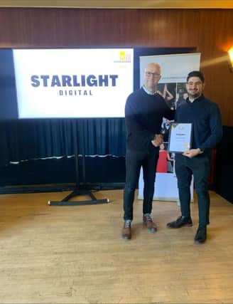 Photo includes (L-R) Ashley Riley Communications (Awards Judge) and Starlight Digital, (SME Northamptonshire Business Awards 2023 Gold Partner)