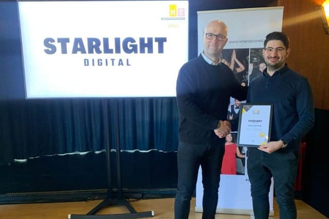 Photo includes (L-R) Ashley Riley Communications (Awards Judge) and Starlight Digital, (SME Northamptonshire Business Awards 2023 Gold Partner)