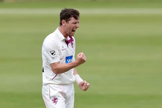 Somerset's Matt Henry celebrates one of his five wickets against Northants (Picture: David Rogers/Getty Images)