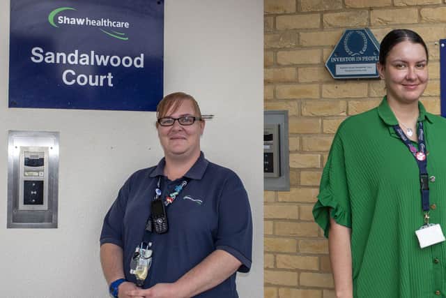 Sarah Dorans, senior support worker at Sandalwood Court, and Lizzie Plummer, service manager at Ashfield House