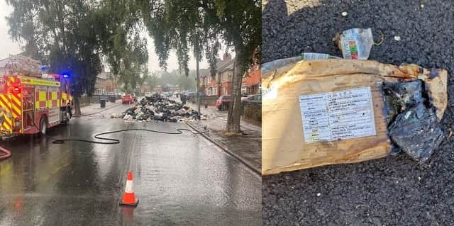 Rubbish had to be dumped in Westfield Avenue, Rushden, after a waste truck caught fire