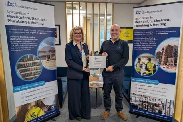 Rachel Roberts, Partnership Manager at The Bedford College Group, with Steven Box, Joint Managing Director at Box & Charnock.
