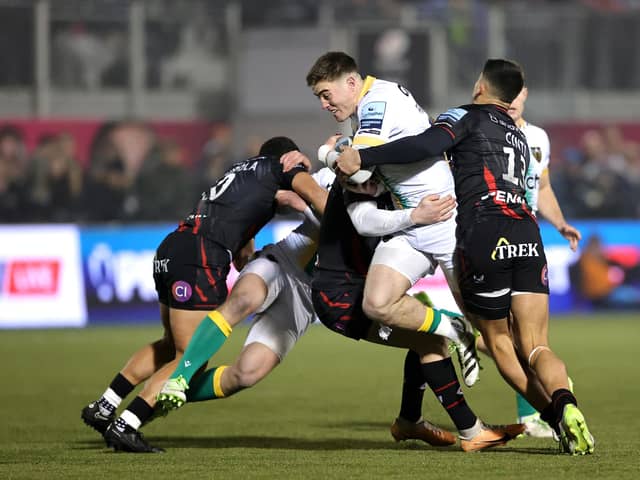 Tommy Freeman in action against Saracens in December (photo by David Rogers/Getty Images)