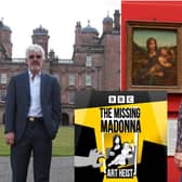 Left: Robbie Graham at Drumlanrig Castle. Right: Olivia Graham at the National Galleries of Scotland with the Madonna of the Yarnwidner in the background (Images: BBC)