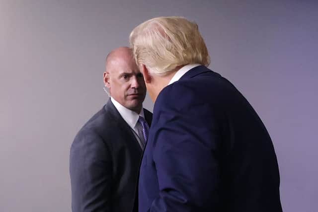 Donald Trump was led out of his press briefing by Secret Service agents (Getty Images)
