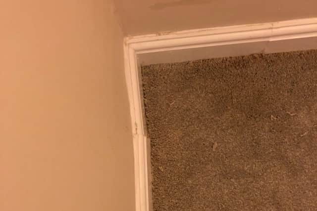 The corner of this room's wall and skirting board was clearly not straight