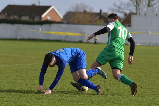 Match action from Earls Barton Uniteds 5-0 victory against fellow strugglers Burton United in the Premier Division
