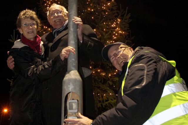 Helping to promote the Light up a Life service in 2010 with Fiona Castle and Des Hillier