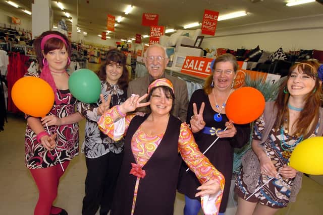 With staff from Au Naturale for a fundraising 60s fancy dress and raffle in 2010