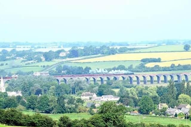 The Flying Scotsman crossing Harringworth Viaduct