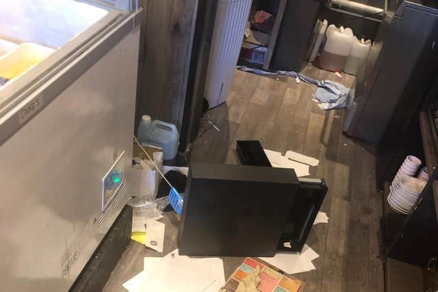 Mess created by burglars in Delightful Desserts