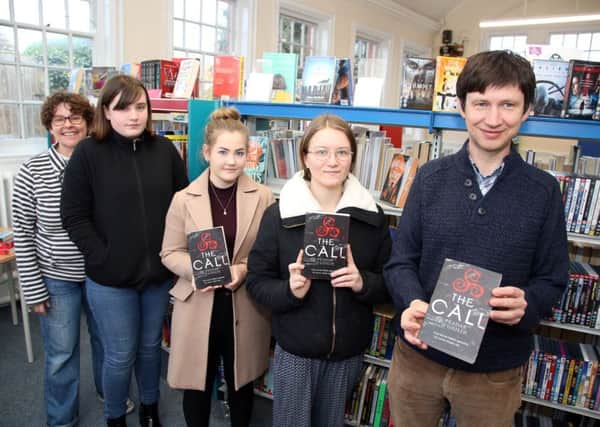 Peadar O'Guilan with Young Adult Book Club members and event organiser Georgia Nobles