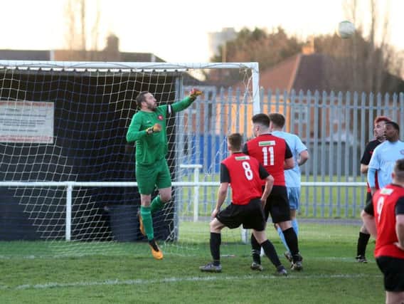 Action from Stewarts & Lloyds' 1-0 home defeat to Bourne Town in UCL Division One last weekend. Picture by Alison Bagley