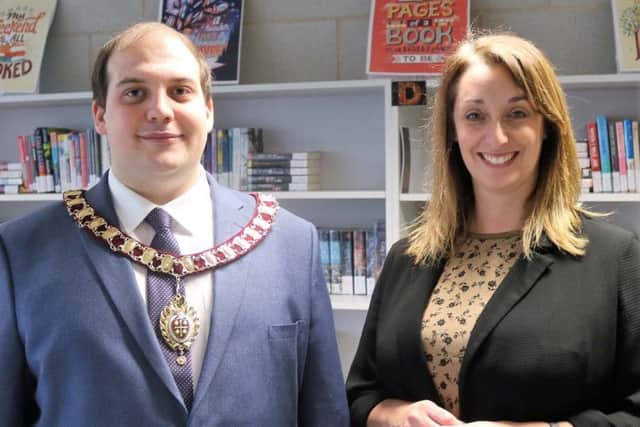 Corby mayor Cllr Matt Keane cut the ribbon for the official opening