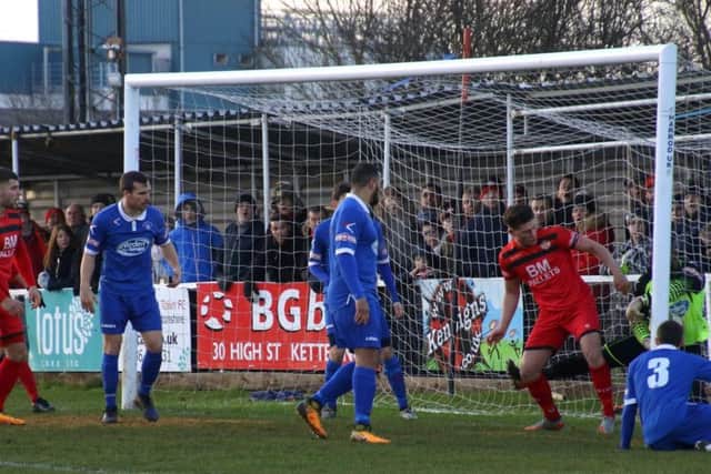 Mathew Stevens bundled Stratford goalkeeper Louis Connor and the ball over the line for the opening goal