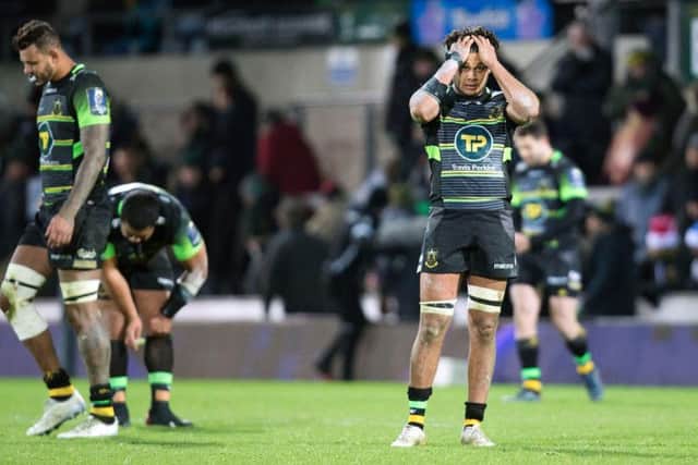 Lewis Ludlam displays Saints' feeling of despair during the defeat to Ospreys (pictures: Kirsty Edmonds)