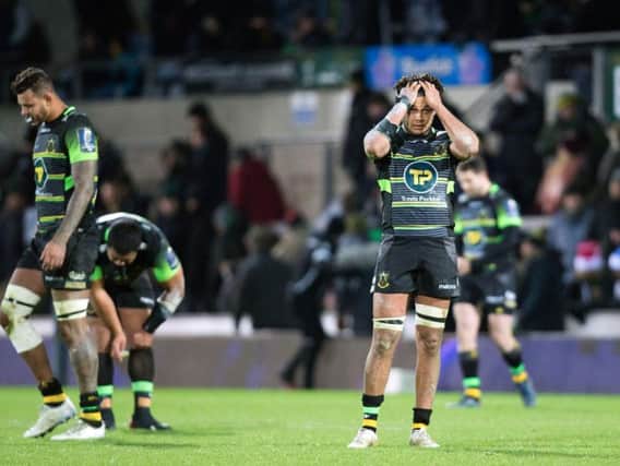 Lewis Ludlam displays Saints' feeling of despair during the defeat to Ospreys (pictures: Kirsty Edmonds)