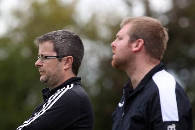 Joint-managers Jim Scott and Shaun Sparrow are enjoying a good season so far with Rothwell Corinthians