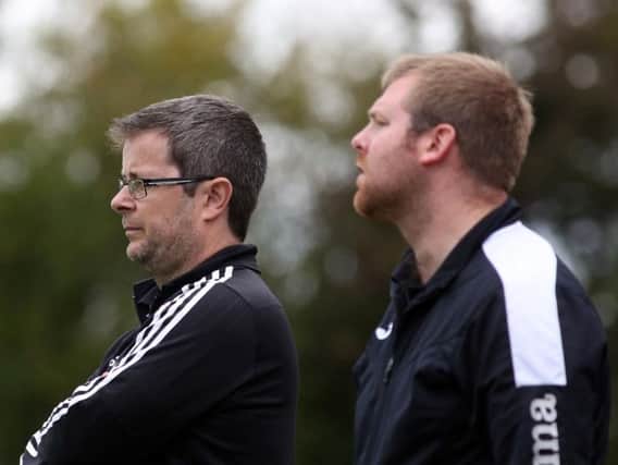 Joint-managers Jim Scott and Shaun Sparrow are enjoying a good season so far with Rothwell Corinthians
